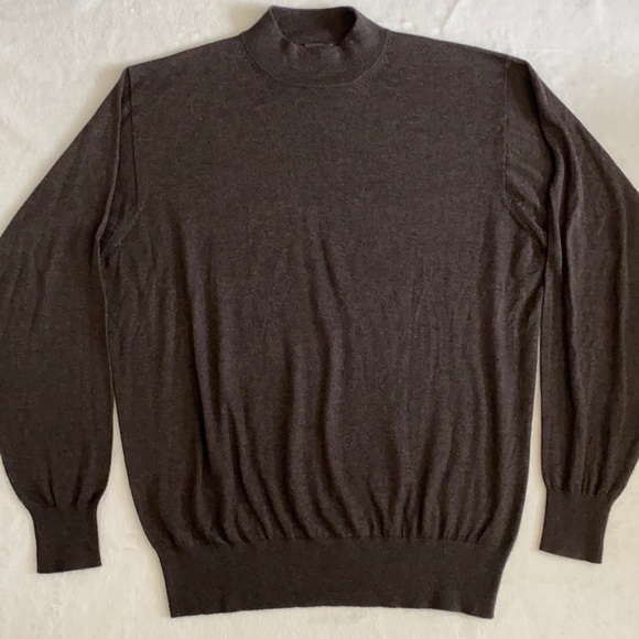 {VTG} Neiman Marcus Exclusive | Silk Cashmere Blend Mock Neck Sweater Brown (XL) - Picture 1 of 16